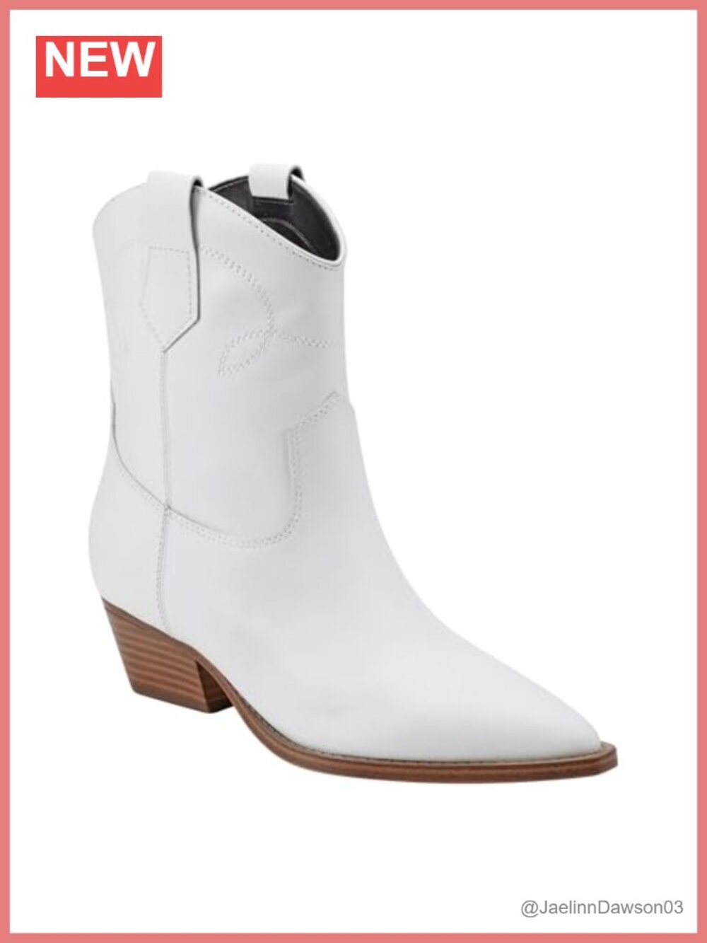 Marc Fisher Nonie Western Ankle Booties Pointed Toe Block Heel Leather